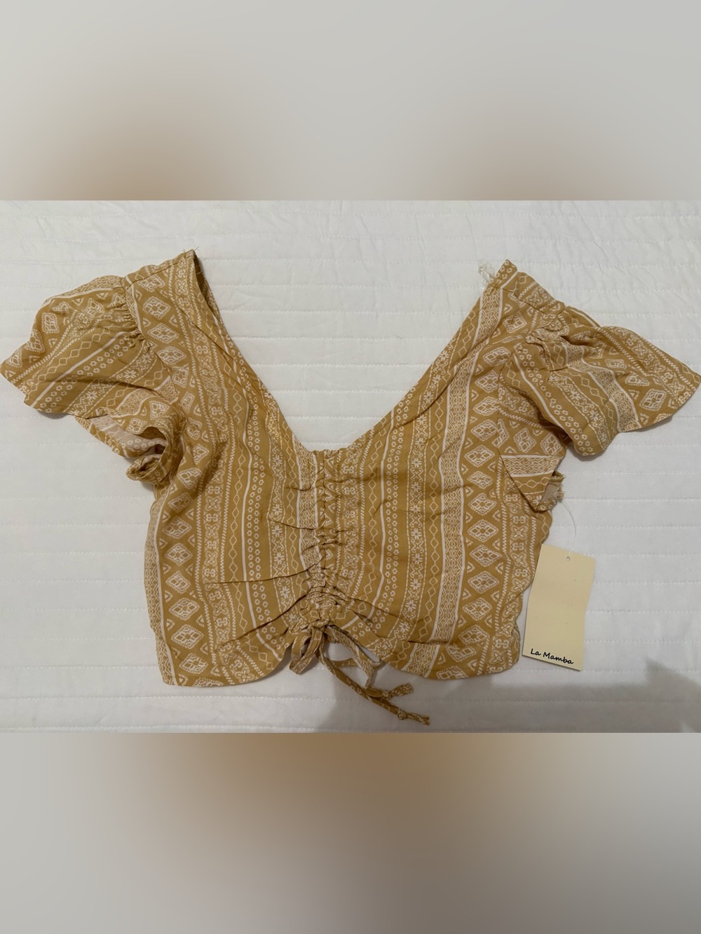 Live to be Spoiled NWT mustard yellow scrunch top